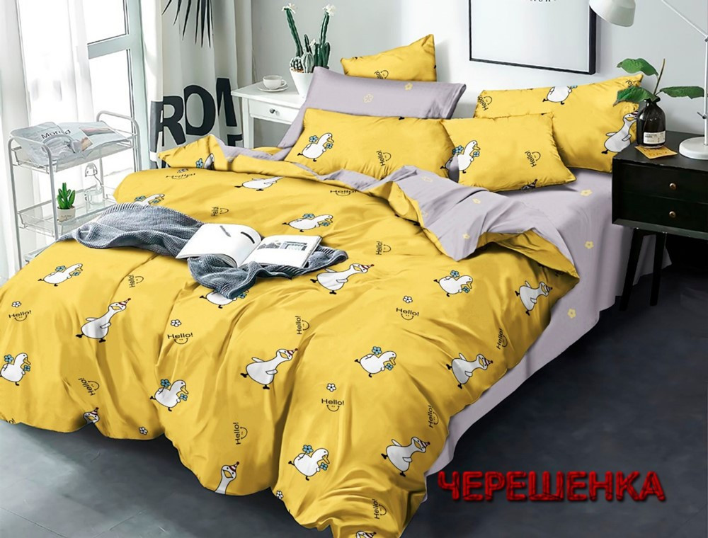 Полуторний набір постільної білизни 150*220 з Бязі "Gold" №151568AB Черешенка™