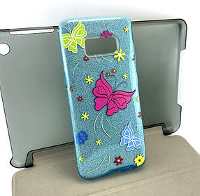 Чохол для Samsung galaxy s8 g950 накладка на бампер силіконовий протиударний Glitter блакитний з принтом