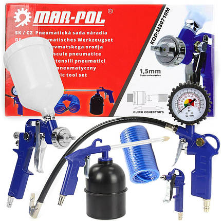 НАБІР МАЛЯРНИХ ІНСТРУМЕНТІВ ПНЕВМАТИЧНИХ 5PCS Marpol, фото 1