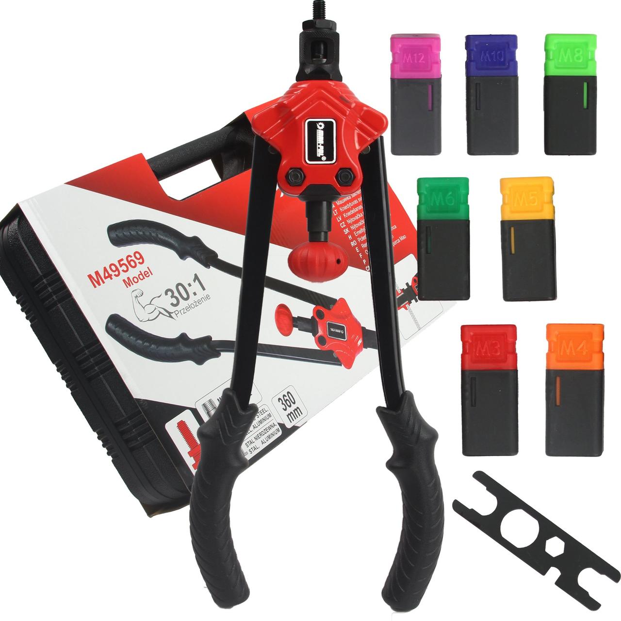 Заклепочник для заклепувальних гайок M3-M12, 360 мм Mar-pol M49569