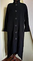 Чорний довгий кардиган жіночий рел'єфної в'язки на гудзиках 54 56 58 60 Darkwin