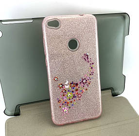 Чохол для Huawei P8 Lite 2017 накладка на бампер захисний силіконовий Glitter Hoco рожевий з принтом