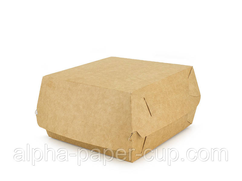 Упаковка для гамбургера Міді буро-біла, 100 шт/уп, 500 шт/ящ.