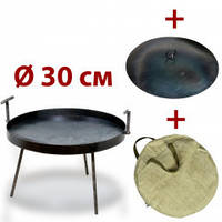 Сковорода из диска бороны и крышка + чехол для пикника 30 см. ДКЧ-004