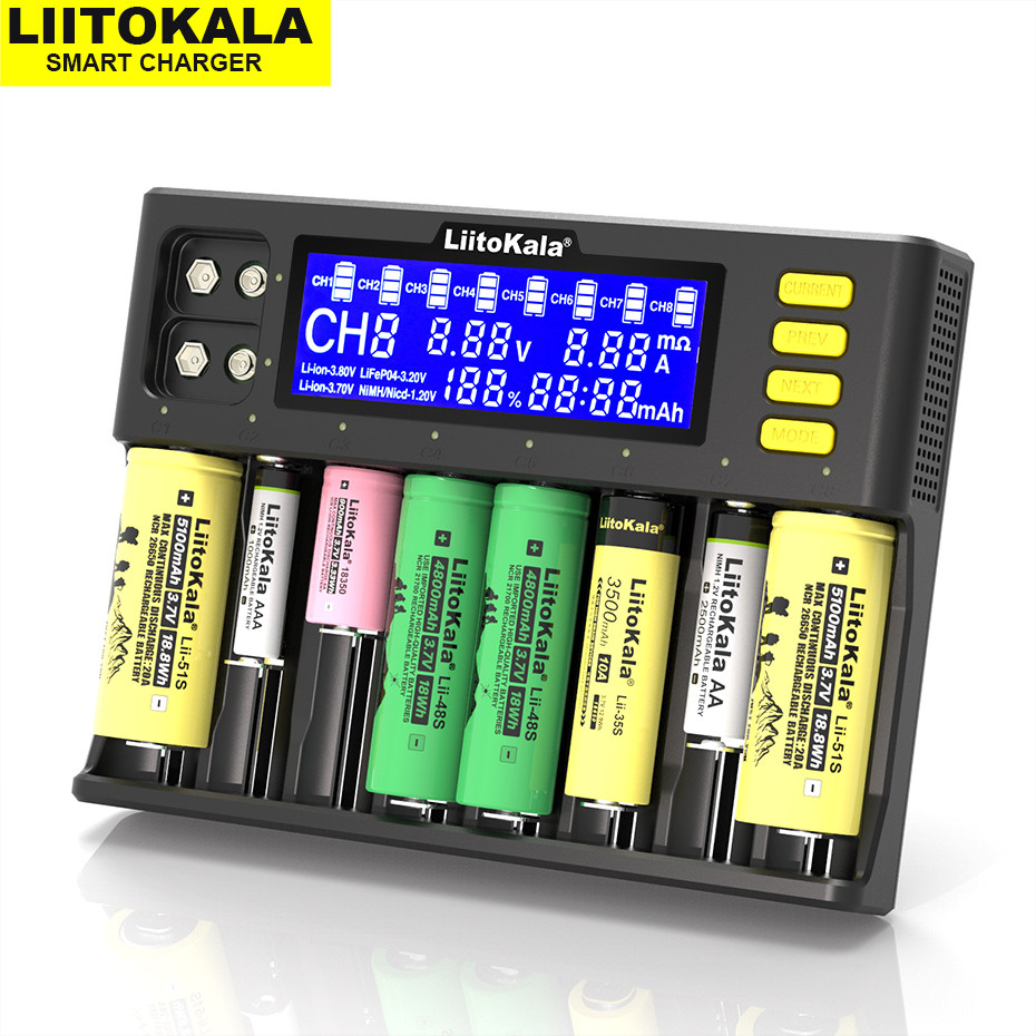 Универсальное зарядное устройство Liitokala Lii-S8, 8 каналов, Ni-Mh/Li-ion/LiFePo4, 220V/12V, LED+LCD - фото 3 - id-p1334558337