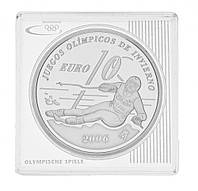Испания 10 евро 2005 Серебро Proof XX зимние Олимпийские игры в Турине 2006 года - Лыжи