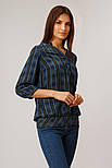 Літня блузка в клітку з гумкою Finn Flare B19-32027-101 темно-синя XS, фото 2
