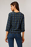 Літня блузка в клітку з гумкою Finn Flare B19-32027-101 темно-синя XS, фото 4