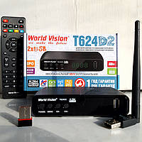 Цифровой Т2 тюнер WorldVision T624D2+Megogo+TikTok+ IPTV +AC3+WiFi адаптер