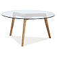 Прозорий журнальний круглий стіл зі скла Signal Oslo L2 80х45см на дерев'яних ніжках для вітальні модерн, фото 2