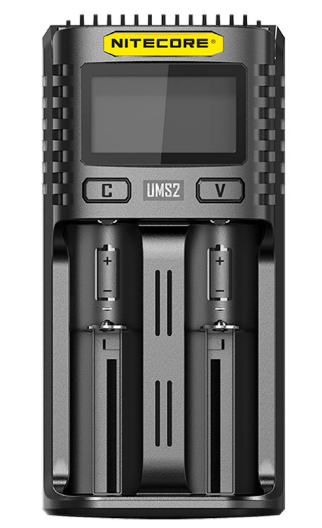 Универсальное зарядное устройство Nitecore UMS2, 2 канала, Ni-Mh/Li-Ion/IMR/LiFePO4 (3.6-4.35V), USB QC2.0 - фото 2 - id-p1334639508