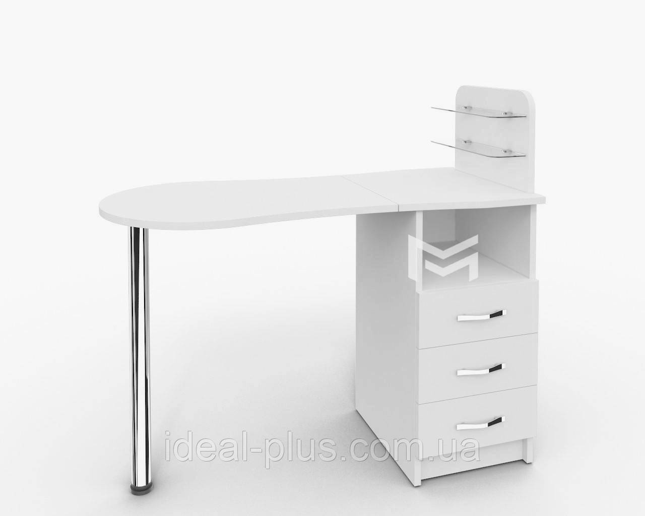 Манікюрний стіл c скляними поличками під лак "Естет №1" для салонів краси, фото 1