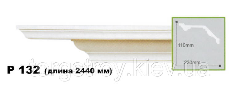 Карниз стельовий P132, довжина 2,00м, Gaudi decor, фото 1