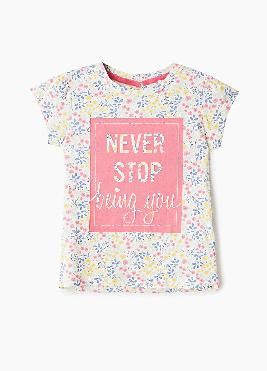 Футболка дівчаткам з квіточками і написом 80