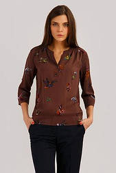 Літня блузка з принтом Finn Flare B19-12089-617 коричнева M