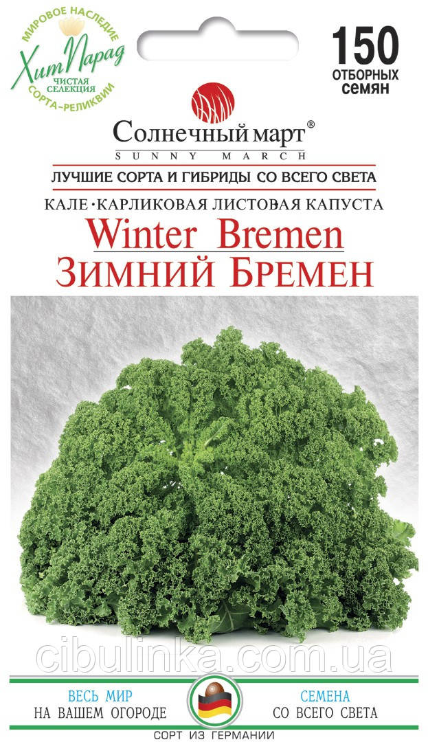 Насіння Капуста кале листова Зимовий Бремен Сонячний Березень, 150 шт, фото 1