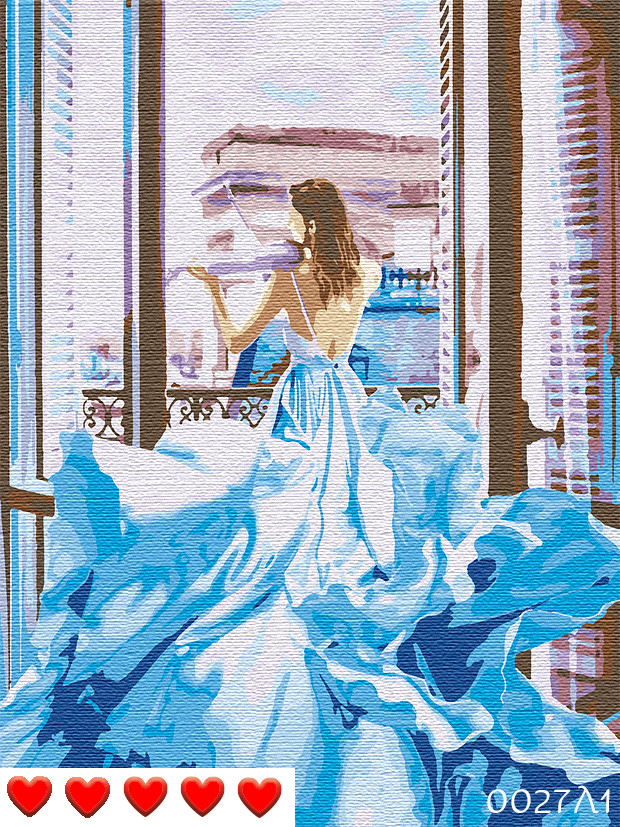 Картина за номерами Дівчина зі скрипкою, кольорове полотно, 40*50 см, без коробки