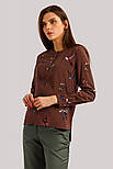 Літня блузка з принтом Finn Flare B19-12028-617 коричнева S, фото 2