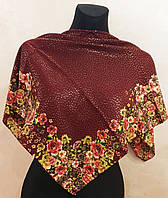 Женский платок в украинском стиле. 80х80 см. Бордовый