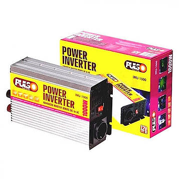 Перетворювач напруги 12V-220V/1000W/ USB-5VDC0.5A/сін.хвиля/клеми/ PULSO ISU-100