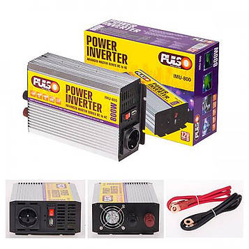 Перетворювач напруги 12V-220V/800W/ USB-5VDC0.5A/мод.хвиля/клеми/ PULSO IMU-800