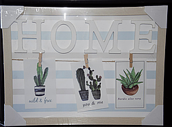 💛Фоторамка колаж "Home" на 3 фото з прищіпками