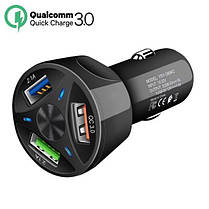 Зарядний пристрій в автомобіль QC 3.0 3 виходи usb Olaf YSY-395KC, фото 3