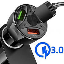 Зарядний пристрій в автомобіль QC 3.0 3 виходи usb Olaf YSY-395KC, фото 4