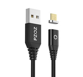 Магнітний кабель Pzoz USB-microUSB 1 метр чорний