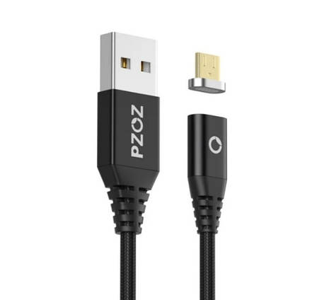 Магнітний кабель Pzoz USB-microUSB 1 метр чорний, фото 1