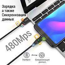 Магнітний кабель Pzoz USB-microUSB 1 метр чорний, фото 4