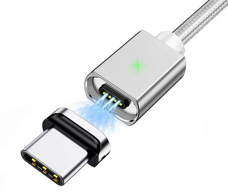 Магнітний кабель OLAF USB Type-C 3A 1 метр сірий, фото 1