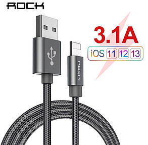 Кабель Rock Lightning для iPhone 3.1A 1 метр сірий, фото 3