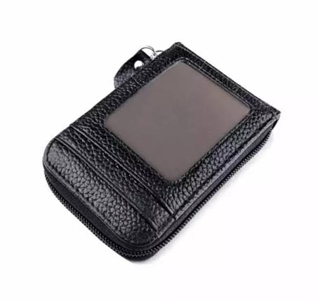 Кошелек кожаный с защитой RFID черный, фото 1
