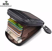 Кошелек кожаный с защитой RFID черный, фото 3