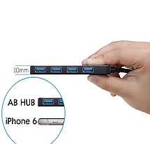 USB-хаб ACASIS 4-Port USB 3.0 Mini Hub довжина кабеля 120 см, фото 3
