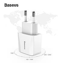 Зарядний пристрій Baseus на два виходи 2.1 A білий, фото 4