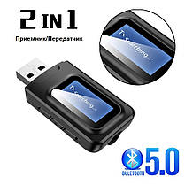 USB Bluetooth адаптер з дисплеєм Vikefon bluetooth 5.0 аудіо приймач передавач звуку, фото 3