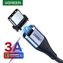 Магнітний кабель Ugreen USB Type-C 3 Ампера передача даних 1 метр чорний, фото 3