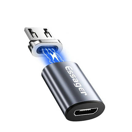 Перехідник на магнітну зарядку Essager microusb-typeC чорний, фото 1