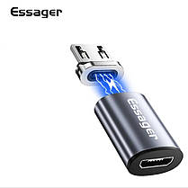 Перехідник на магнітну зарядку Essager microusb-typeC чорний, фото 3