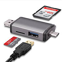 Картридер 3 в 1 TF SD USB 2.0 OTG MicroUSB - Type C