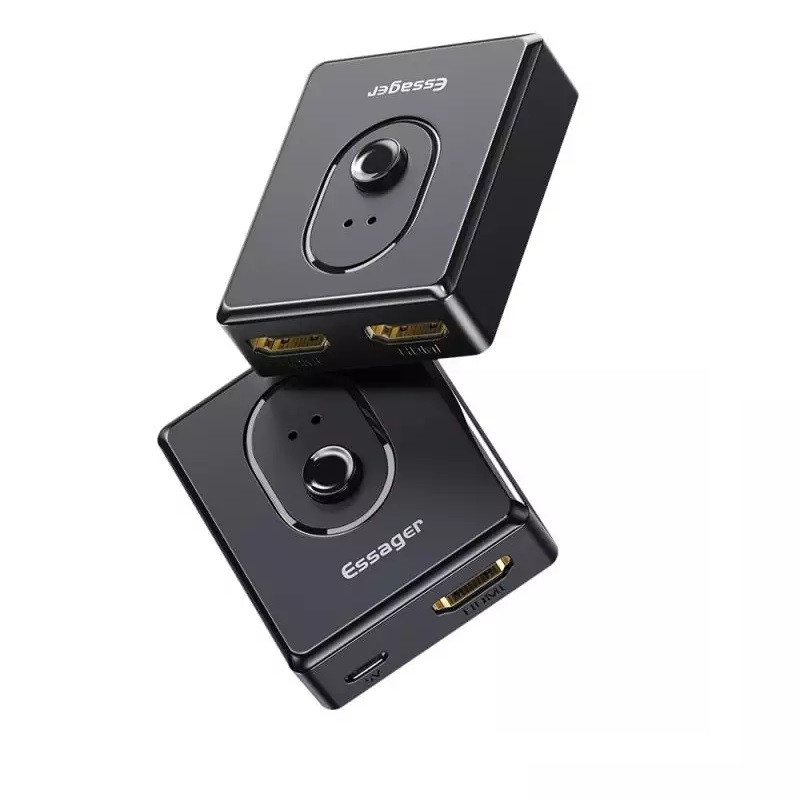 HDMI двонаправлений перемикач Essager 1 на 2 виходи 2 в 1 з додатковим харчуванням