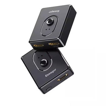 HDMI двонаправлений перемикач Essager 1 на 2 виходи 2 в 1 з додатковим харчуванням, фото 1