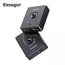 HDMI двонаправлений перемикач Essager 1 на 2 виходи 2 в 1 з додатковим харчуванням, фото 3