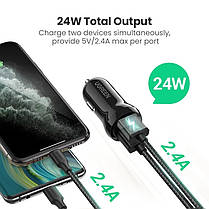 Автомобільний зарядний пристрій UGREEN 2 USB порту 2x2.4 Ампера, фото 4