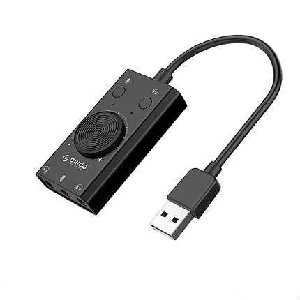 Зовнішня звукова карта з регулятором гучності ORICO USB2.0 2 в 1 3 виходи підтримує всі ОС, фото 1