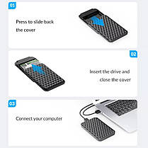 Корпус для зовнішнього SSD HDD ORICO USB3.0 USB-A - Micro-B підтримка 4ТБ кабель в комплекті, фото 6