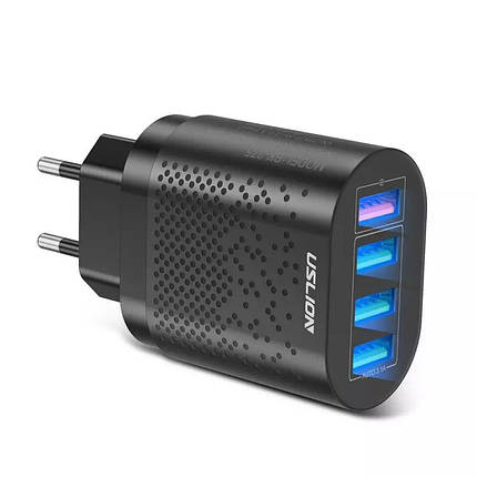 Зарядний пристрій блок живлення USLION Quick Charge 3.0 4 порта USB 3.1 Ампера з підсвічуванням портів, фото 1