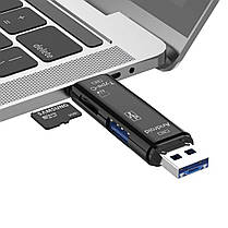 Кардрідер Fonken OTG 5 в 1 Micro SD USB 2.0 чорний, фото 4